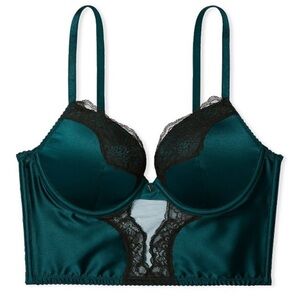 NWT Victoria’s Secret Emerald and Black Push Up Corset Top | 38DD